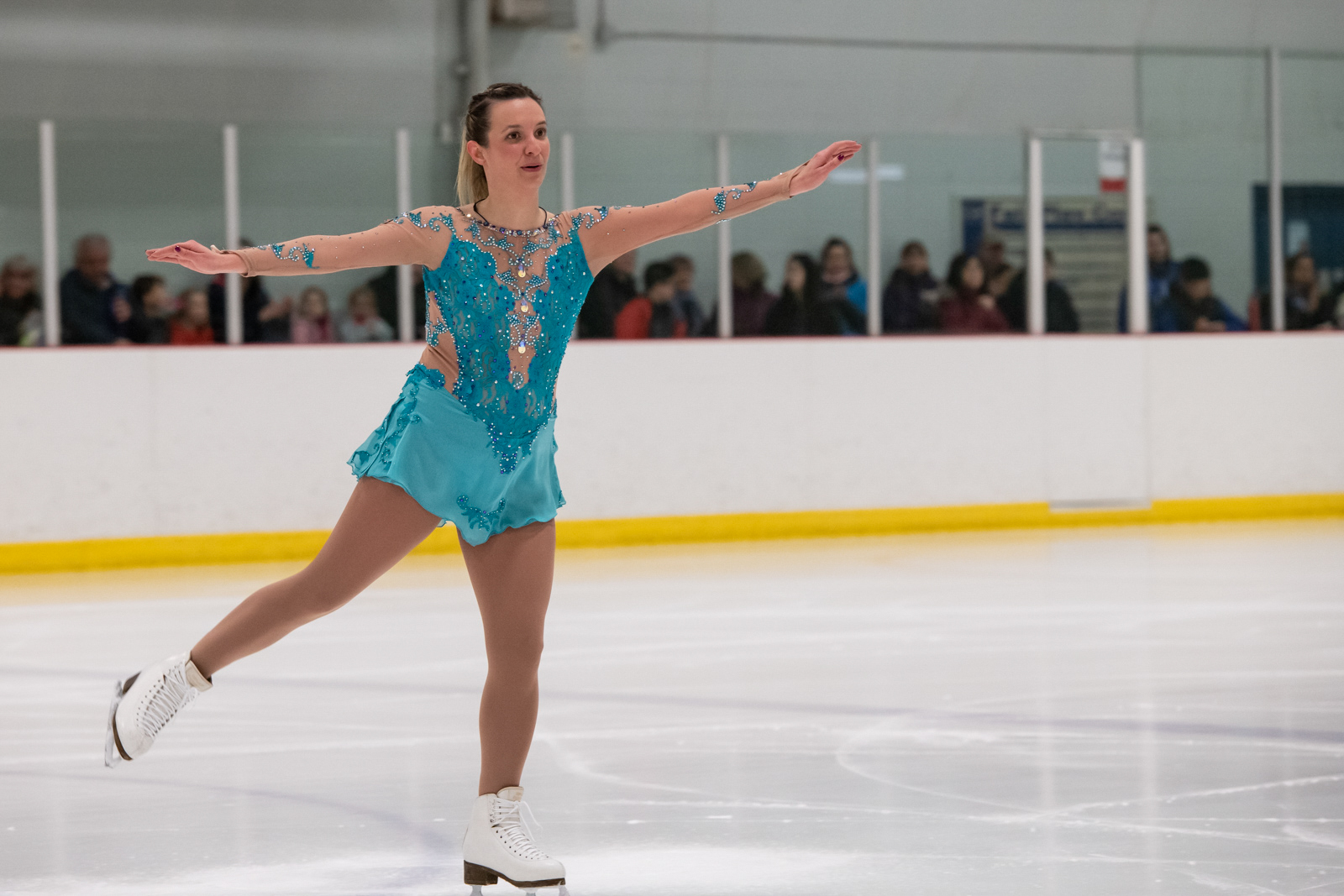 Figure skating athletes with intellectual disabilities performs their routine on the ice. Figure skating athletes with intellectual disabilities performs their routine on the ice.