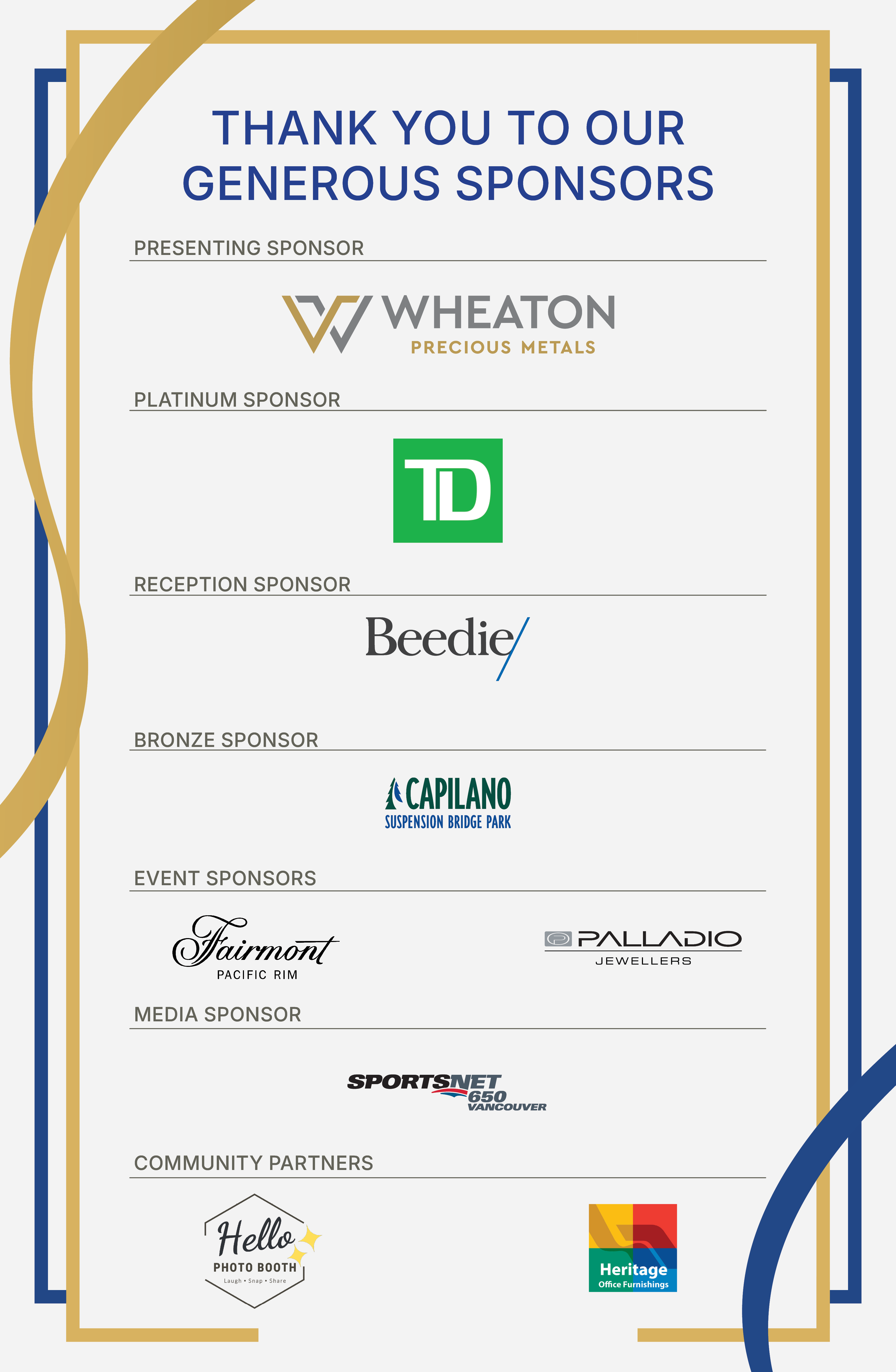 Our generous sponsors